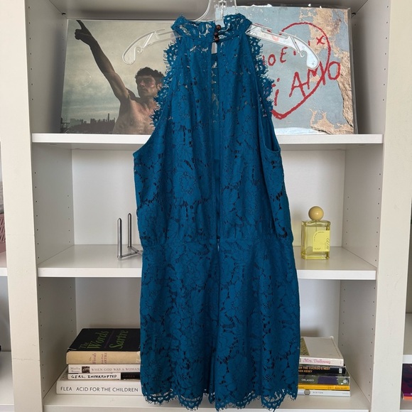 DIANE VON FURSTENBERG Blue Lace High Neck Jemmie Romper - Picture 5 of 8